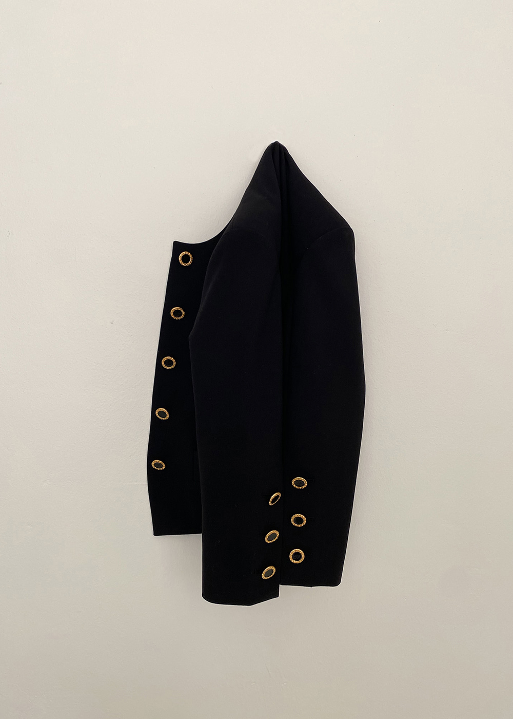 Jacket 002 Black wool Gold button Jacket